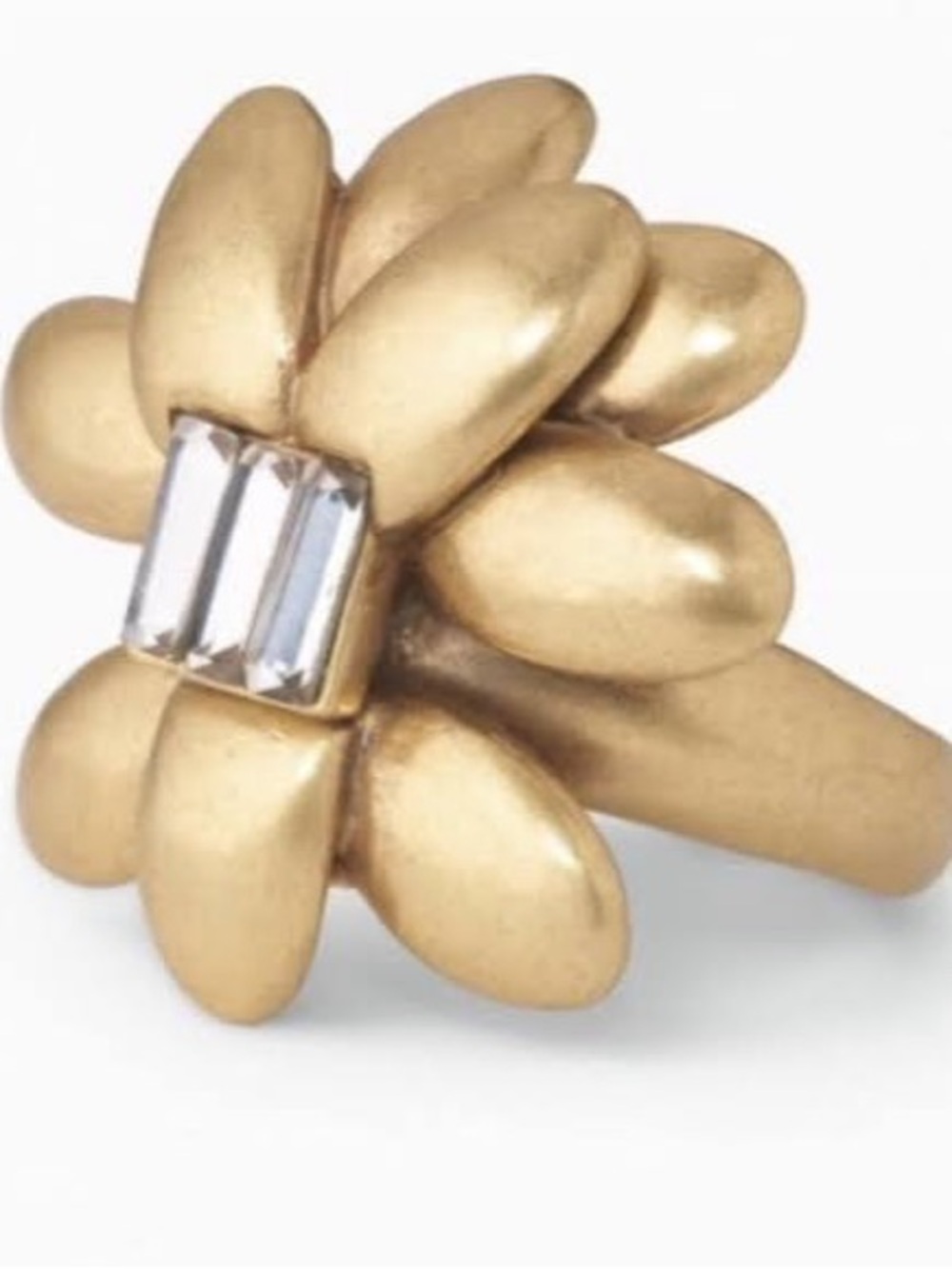 Stella & Dot Hazel Ring
Gold Floral Statement Ring with Clear Crystal Accen